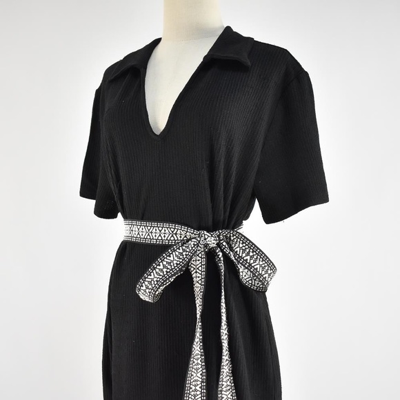 Zara Textured Midi Dress with Printed Belt - Picture 2 of 4